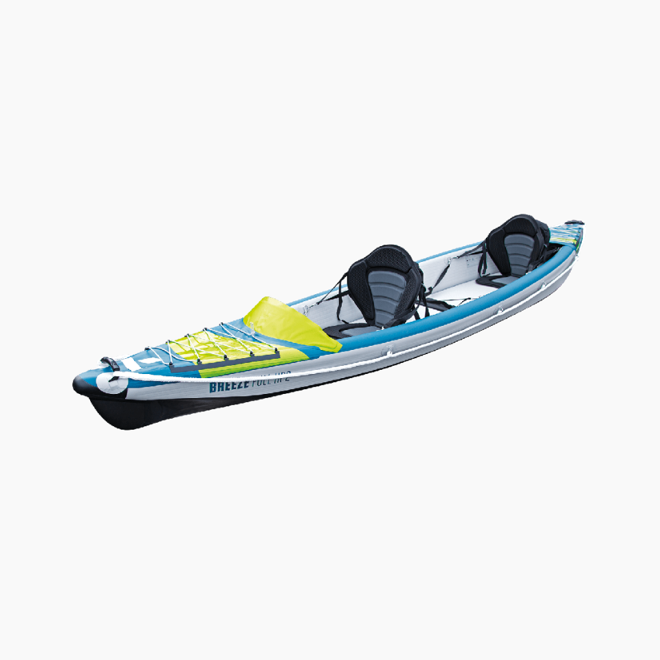 13'6”/11' Inflatable Recreational Kayak - 2 Person with Drop Stitch Floor  and Accessories Including Kayak Seats with High Back Support, Paddle, Fin